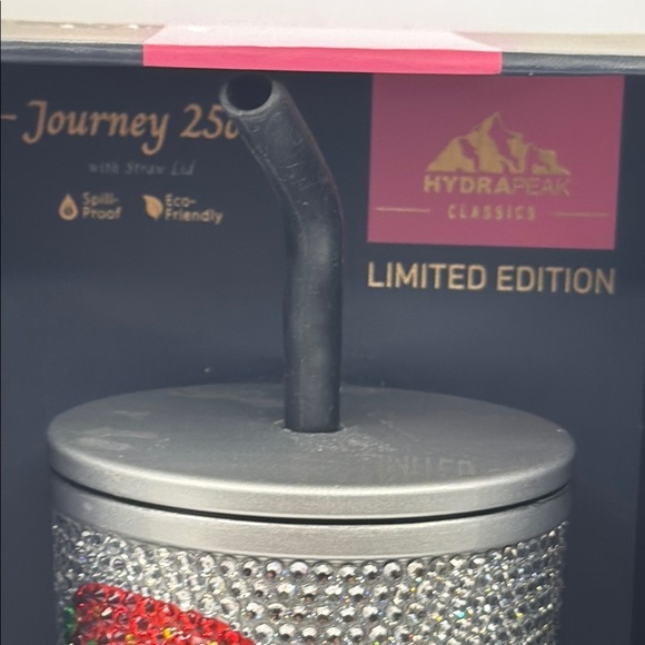 Hydrapeak Sparkling Silver Tumbler with Red Strawberry Accents - Picture 4 of 7